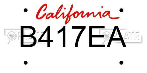 B417EA California License Plate