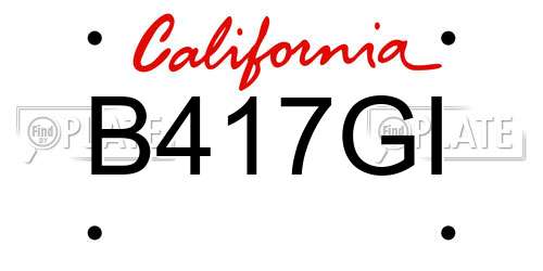 B417GI California License Plate