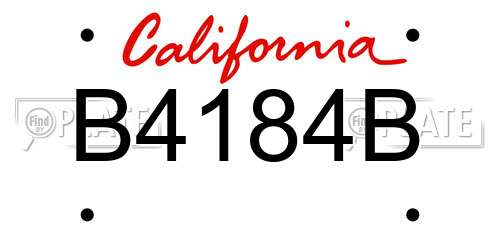 B4184B California License Plate