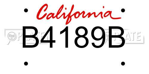 B4189B California License Plate