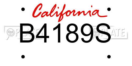 B4189S California License Plate