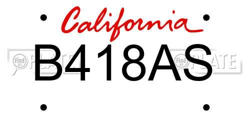 B418AS California License Plate