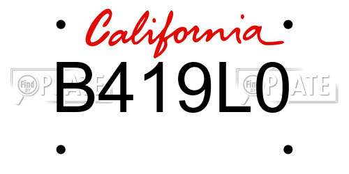 B419L0 California License Plate