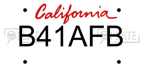 B41AFB California License Plate