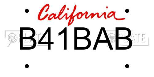 B41BAB California License Plate