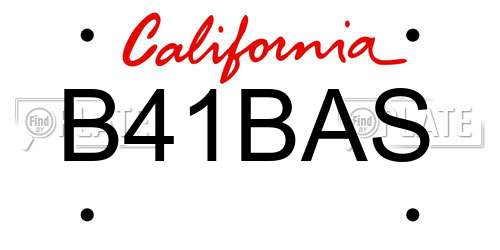 B41BAS California License Plate