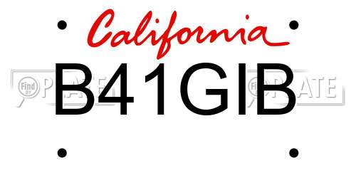 B41GIB California License Plate