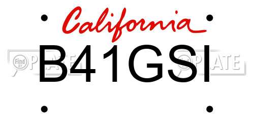 B41GSI California License Plate