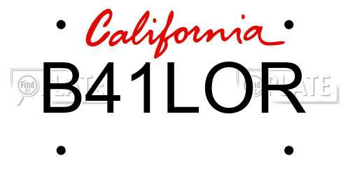 B41LOR California License Plate