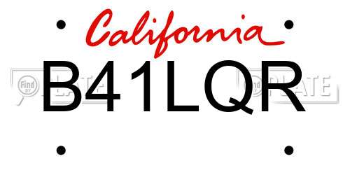 B41LQR California License Plate