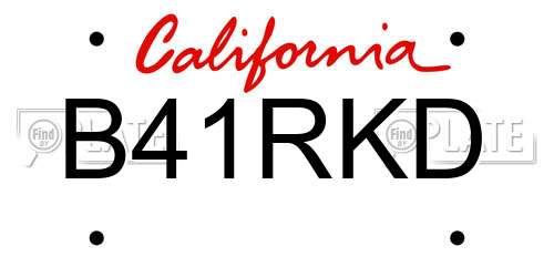 B41RKD California License Plate