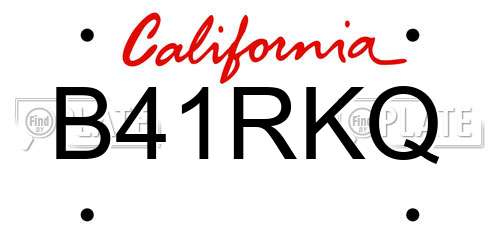 B41RKQ California License Plate