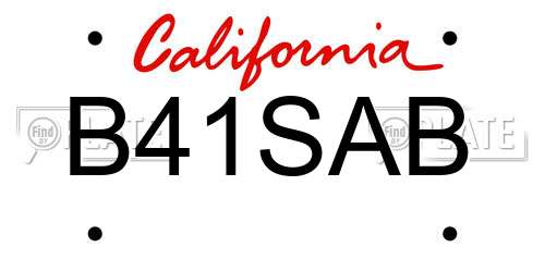 B41SAB California License Plate