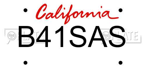 B41SAS California License Plate
