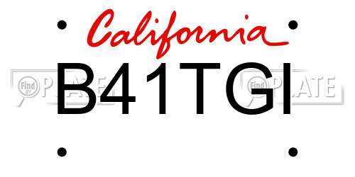 B41TGI California License Plate