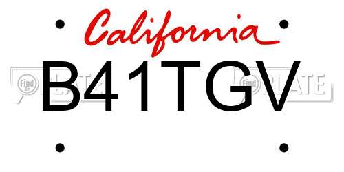 B41TGV California License Plate