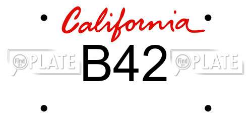 B42 California License Plate