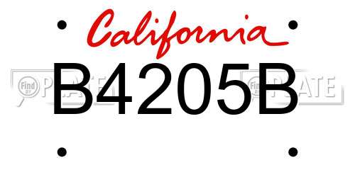 B4205B California License Plate