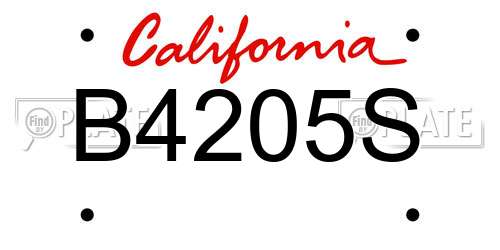 B4205S California License Plate