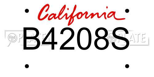 B4208S California License Plate