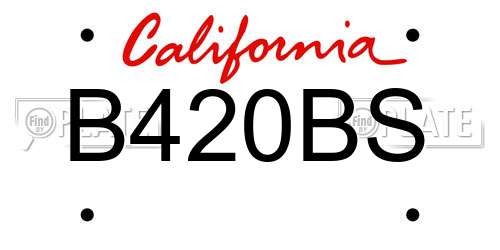 B420BS California License Plate