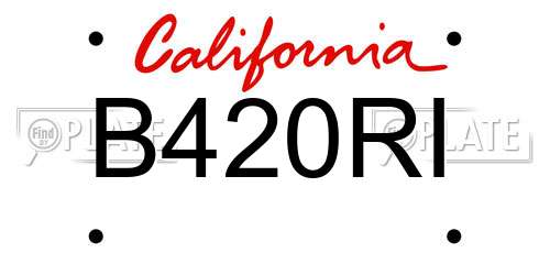 B420RI California License Plate