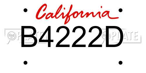 B4222D California License Plate