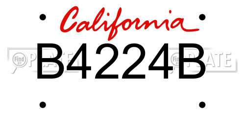 B4224B California License Plate