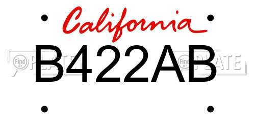 B422AB California License Plate