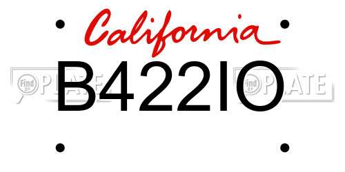 B422IO California License Plate