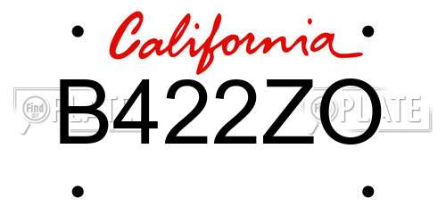 B422ZO California License Plate