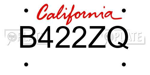 B422ZQ California License Plate