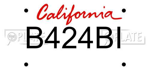 B424BI California License Plate