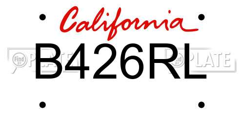 B426RL California License Plate