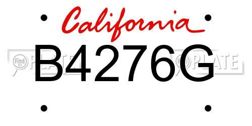 B4276G California License Plate