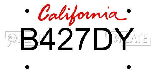 B427DY California License Plate