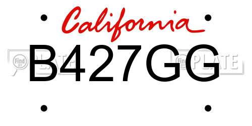 B427GG California License Plate