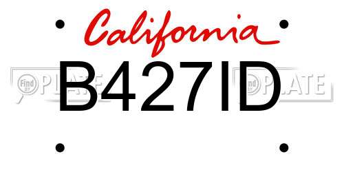 B427ID California License Plate