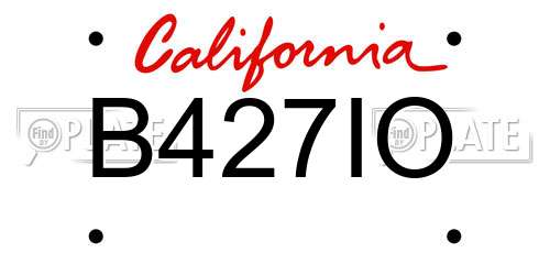 B427IO California License Plate