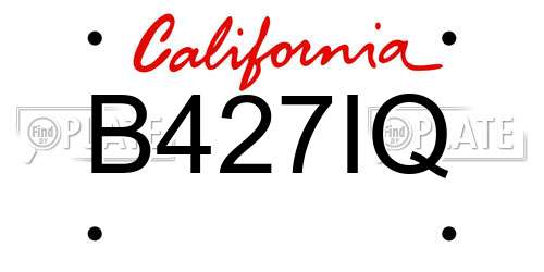 B427IQ California License Plate