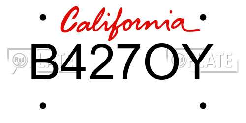 B427OY California License Plate
