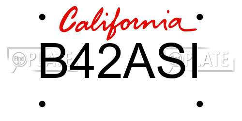 B42ASI California License Plate