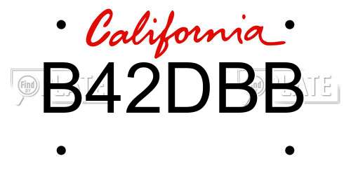 B42DBB California License Plate