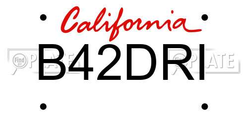 B42DRI California License Plate