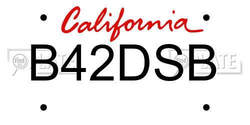 B42DSB California License Plate