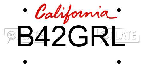 B42GRL California License Plate