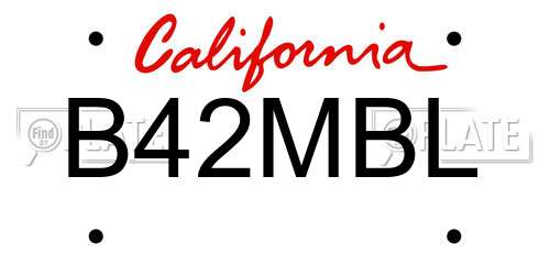 B42MBL California License Plate