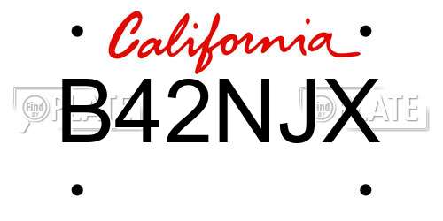 B42NJX California License Plate