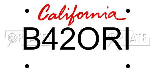 B42ORI California License Plate