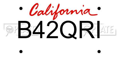 B42QRI California License Plate